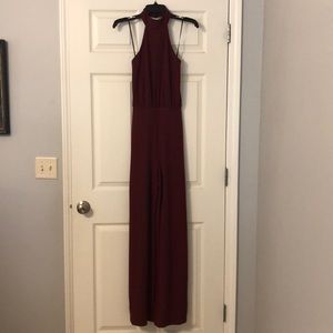 LuLus Crimson Halter Junpsuit